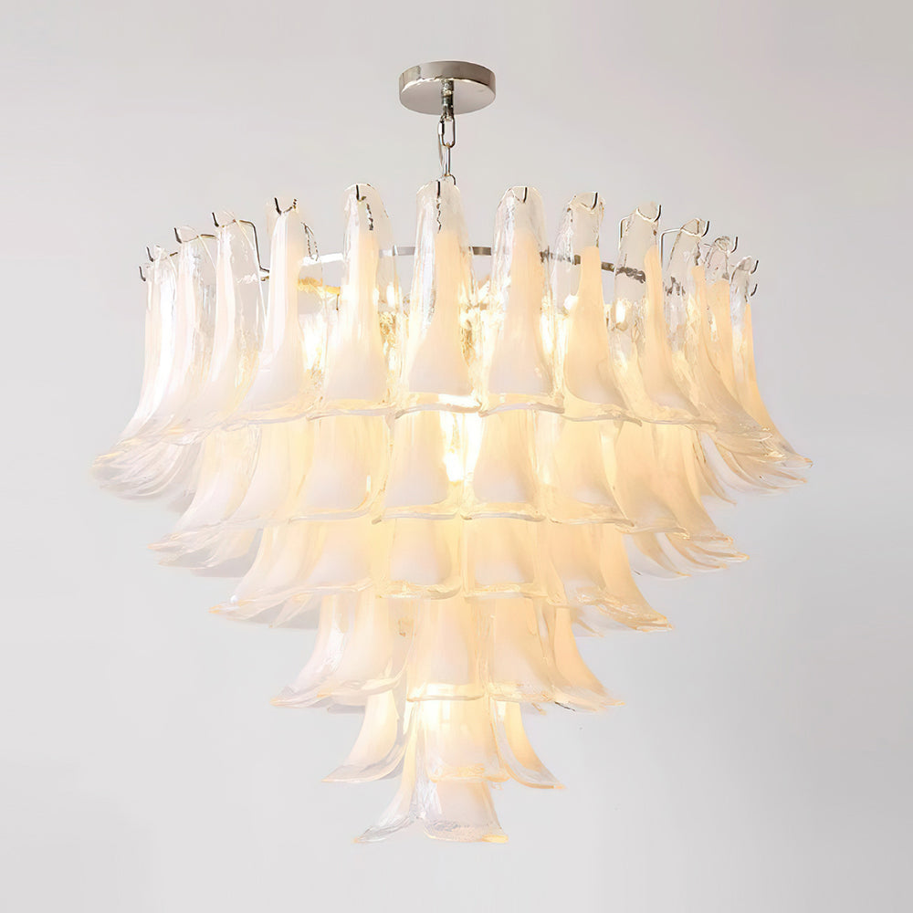 Émilienne Floral Chandelier, Layered Glass Petals with Metal Frame