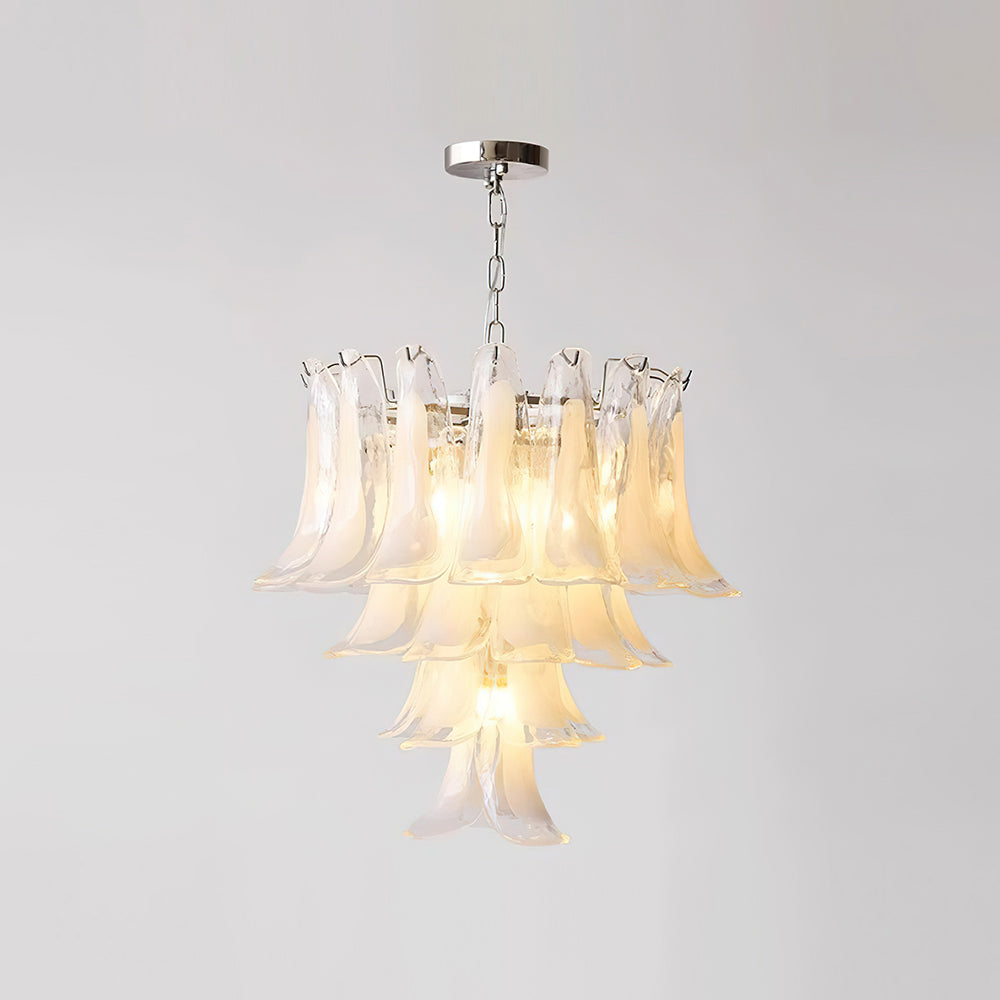 Émilienne Floral Chandelier, Layered Glass Petals with Metal Frame