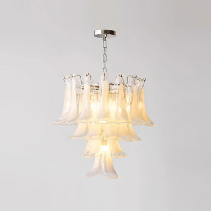 Émilienne Floral Chandelier, Layered Glass Petals with Metal Frame