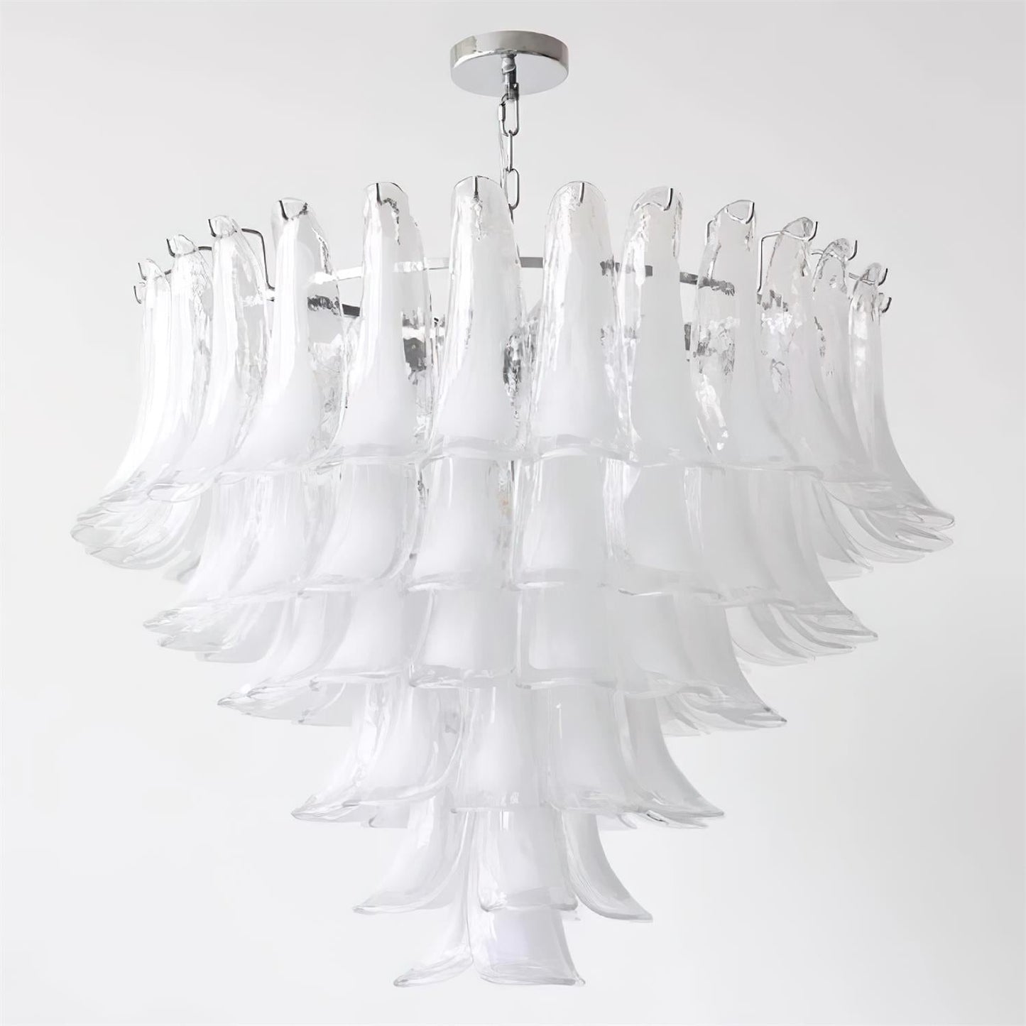 Émilienne Floral Chandelier, Layered Glass Petals with Metal Frame