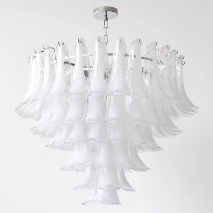 Émilienne Floral Chandelier, Layered Glass Petals with Metal Frame