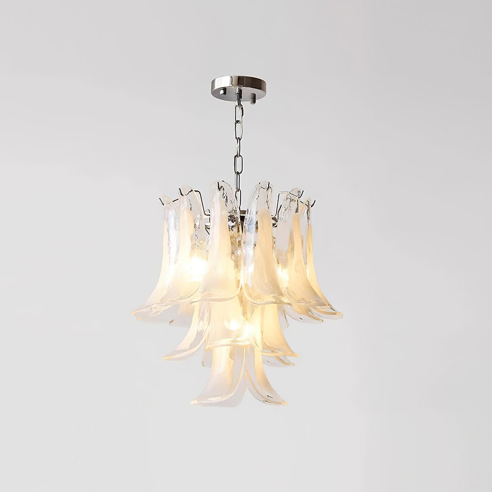 Émilienne Floral Chandelier, Layered Glass Petals with Metal Frame