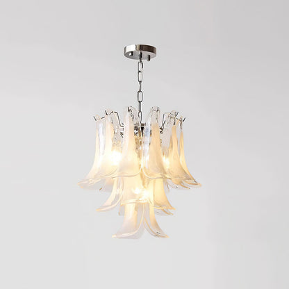 Émilienne Floral Chandelier, Layered Glass Petals with Metal Frame