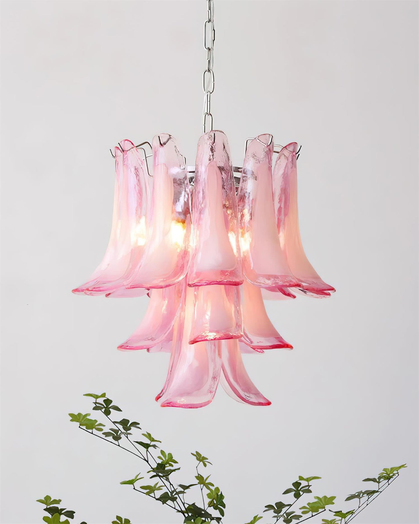 Émilienne Floral Chandelier, Layered Glass Petals with Metal Frame