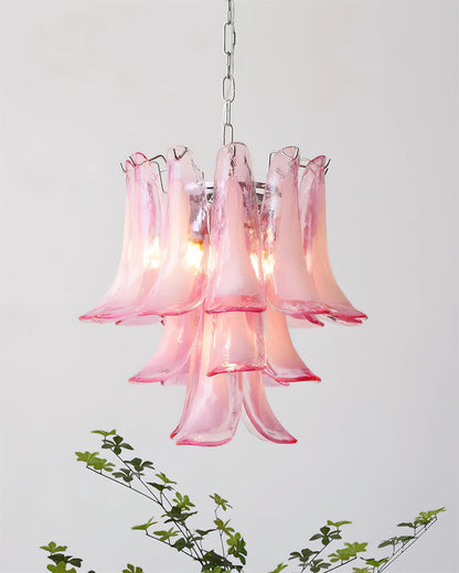 Émilienne Floral Chandelier, Layered Glass Petals with Metal Frame