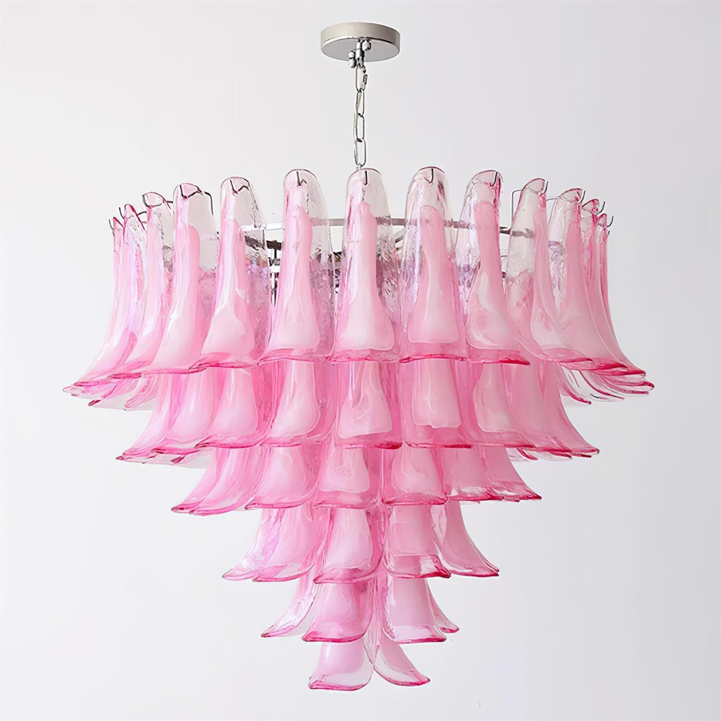 Émilienne Floral Chandelier, Layered Glass Petals with Metal Frame