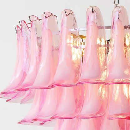 Émilienne Floral Chandelier, Layered Glass Petals with Metal Frame