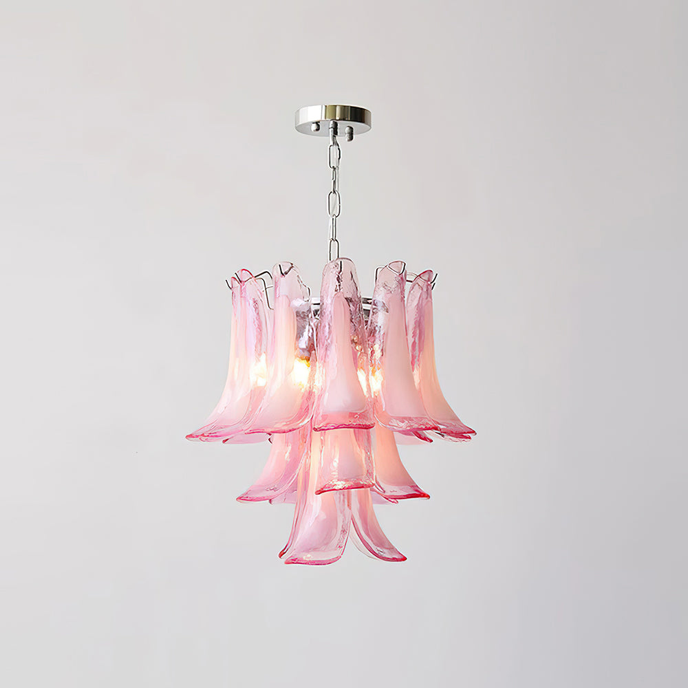 Émilienne Floral Chandelier, Layered Glass Petals with Metal Frame