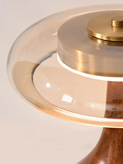 Camille Retro Wood & Glass Table Lamp