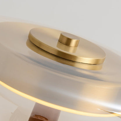Élise Glass Table Lamp with Wooden Base and LED Dimmer