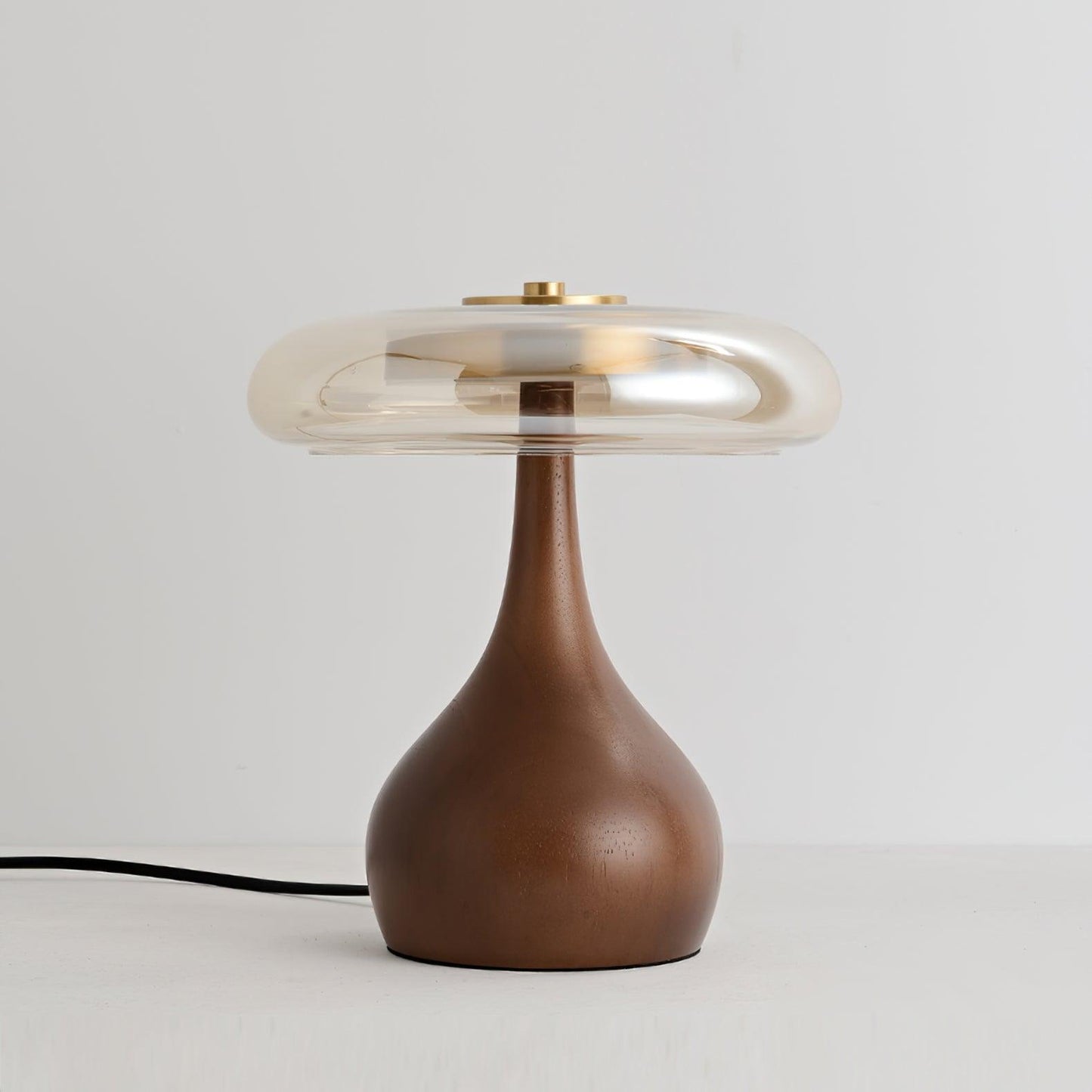 Élise Glass Table Lamp with Wooden Base and LED Dimmer