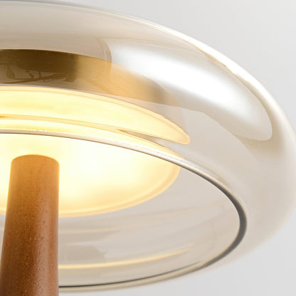 Élise Glass Table Lamp with Wooden Base and LED Dimmer