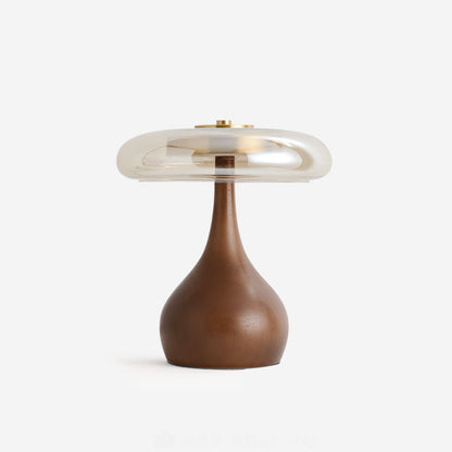Élise Glass Table Lamp with Wooden Base and LED Dimmer