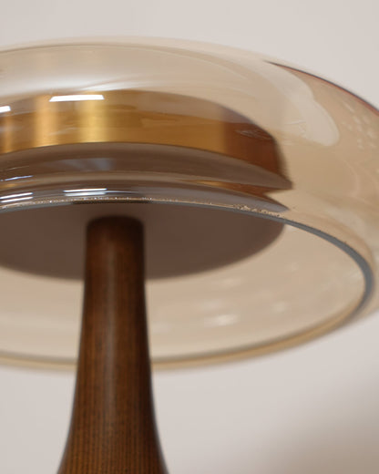 Élise Glass Table Lamp with Wooden Base and LED Dimmer