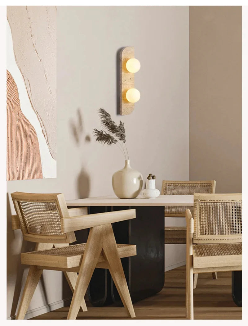 Élodie Arco Travertine LED Wall Sconce