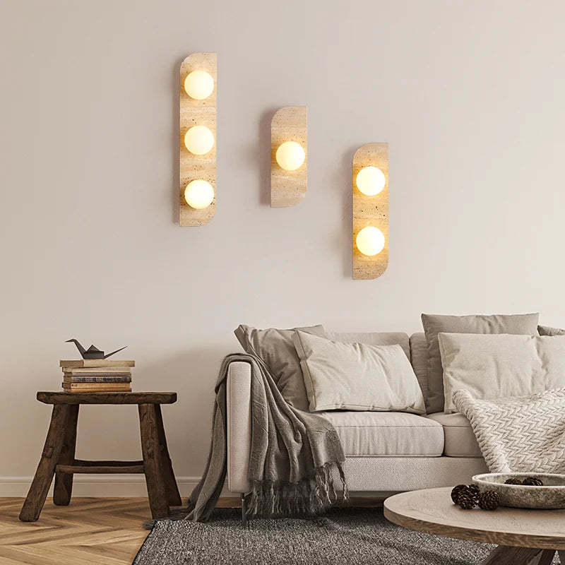 Élodie Arco Travertine LED Wall Sconce