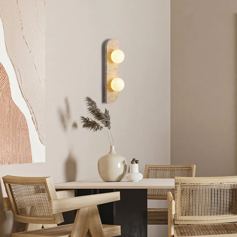 Élodie Arco Travertine LED Wall Sconce