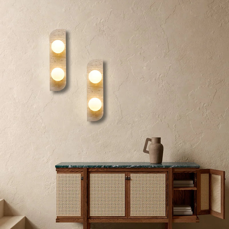 Élodie Arco Travertine LED Wall Sconce