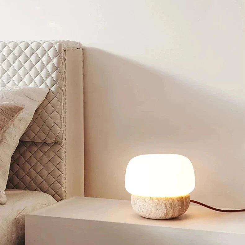 Juliette Travertine Mushroom LED Lamp
