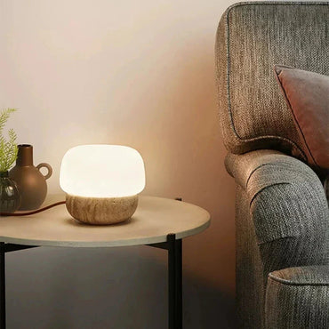 Juliette Travertine Mushroom LED Lamp