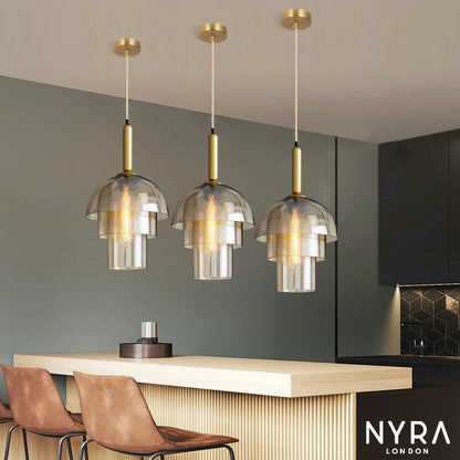 Amélie Champagne Vintage Glass Pendant Light
