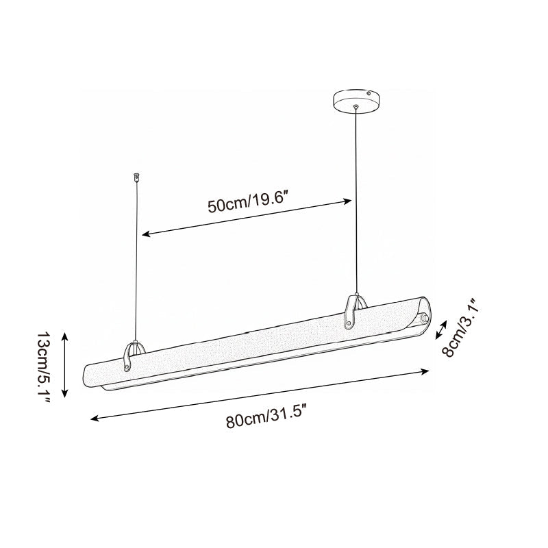 Étienne Linear Chandelier, Leather Strap LED with Metal Frame