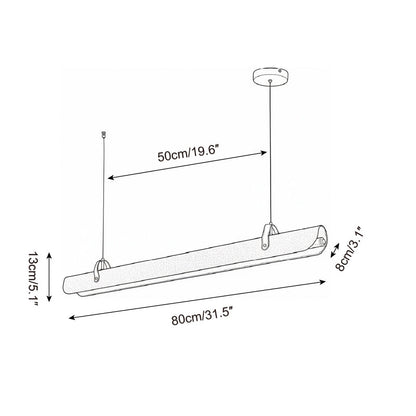Étienne Linear Chandelier, Leather Strap LED with Metal Frame