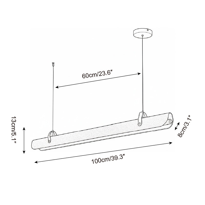 Étienne Linear Chandelier, Leather Strap LED with Metal Frame
