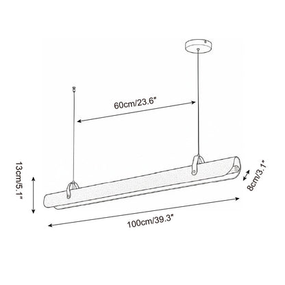 Étienne Linear Chandelier, Leather Strap LED with Metal Frame