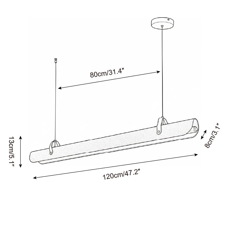 Étienne Linear Chandelier, Leather Strap LED with Metal Frame