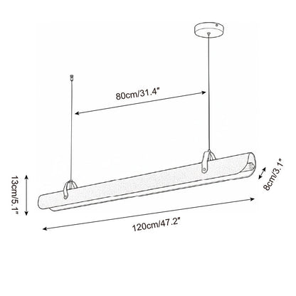 Étienne Linear Chandelier, Leather Strap LED with Metal Frame
