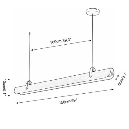 Étienne Linear Chandelier, Leather Strap LED with Metal Frame