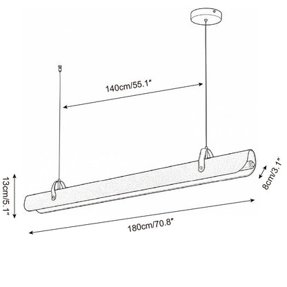 Étienne Linear Chandelier, Leather Strap LED with Metal Frame