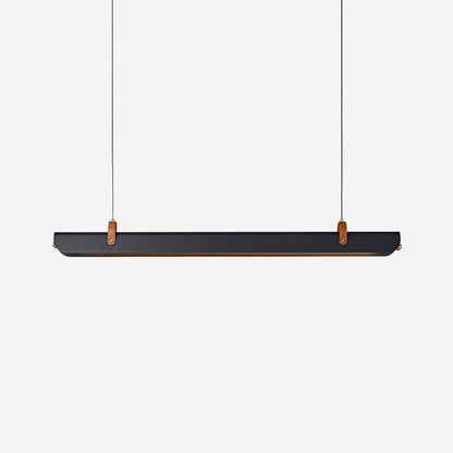 Étienne Linear Chandelier, Leather Strap LED with Metal Frame