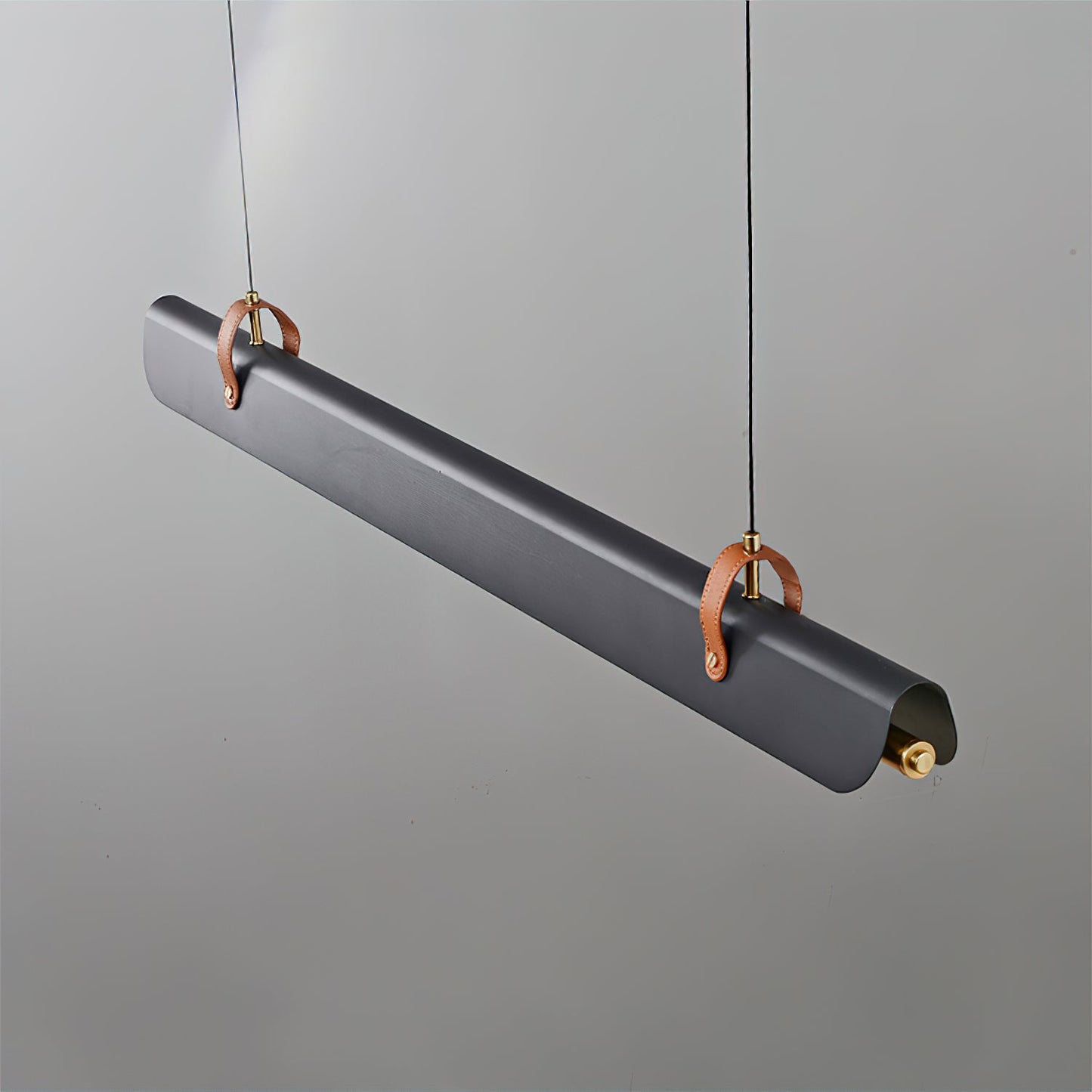 Étienne Linear Chandelier, Leather Strap LED with Metal Frame