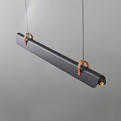 Étienne Linear Chandelier, Leather Strap LED with Metal Frame