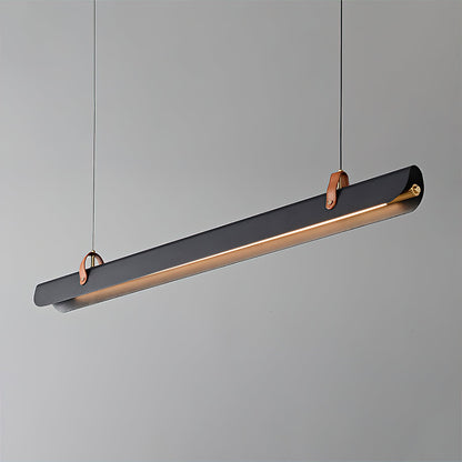 Étienne Linear Chandelier, Leather Strap LED with Metal Frame