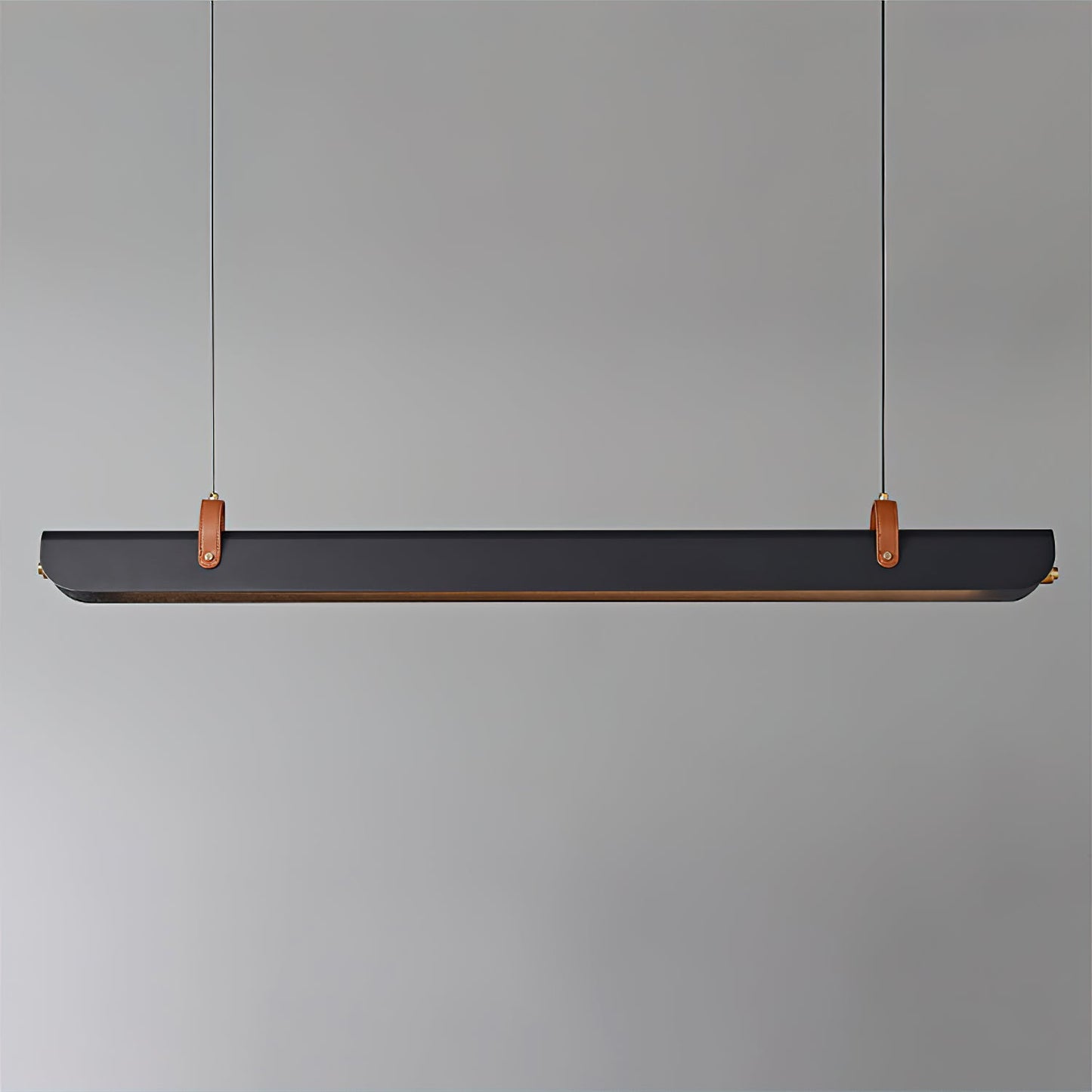 Étienne Linear Chandelier, Leather Strap LED with Metal Frame