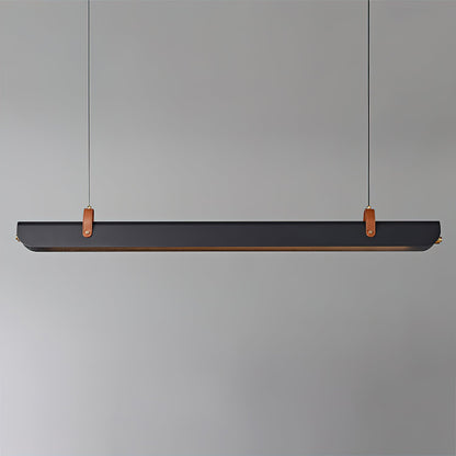 Étienne Linear Chandelier, Leather Strap LED with Metal Frame