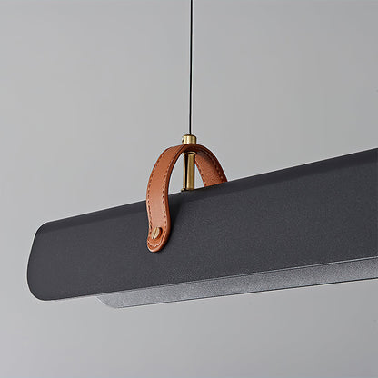 Étienne Linear Chandelier, Leather Strap LED with Metal Frame