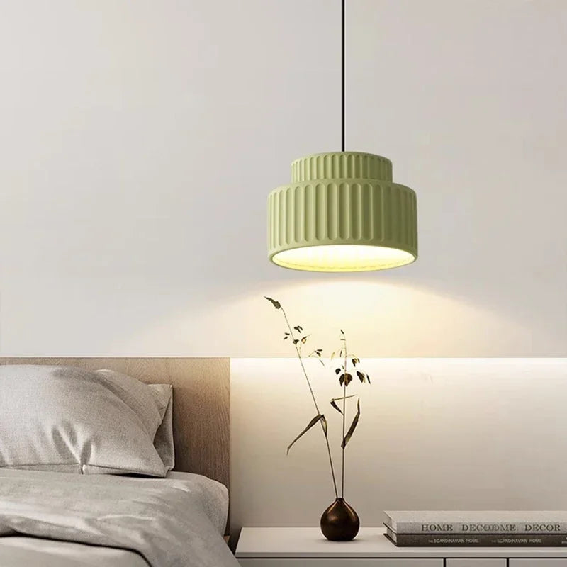 Camille Ribbed Resin LED Pendant Light Nordic Style Ceiling Lamp