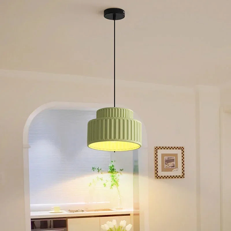 Camille Ribbed Resin LED Pendant Light Nordic Style Ceiling Lamp