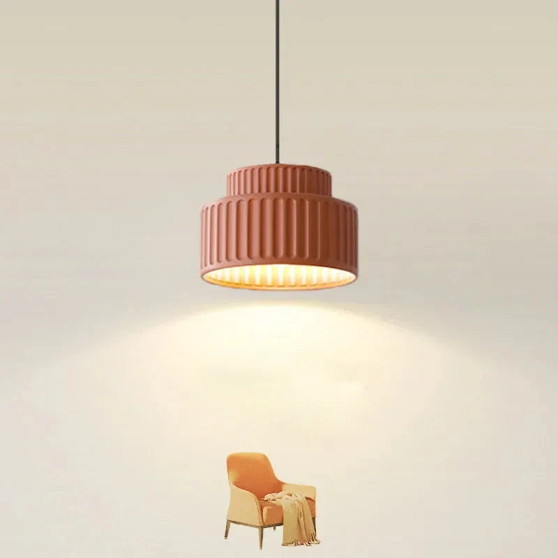 Camille Ribbed Resin LED Pendant Light Nordic Style Ceiling Lamp