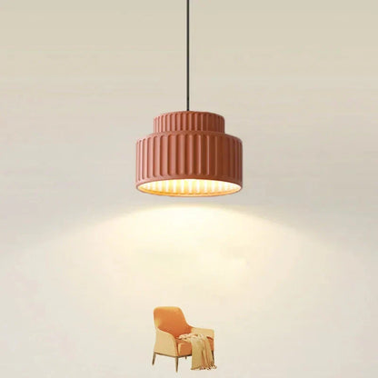 Camille Ribbed Resin LED Pendant Light Nordic Style Ceiling Lamp