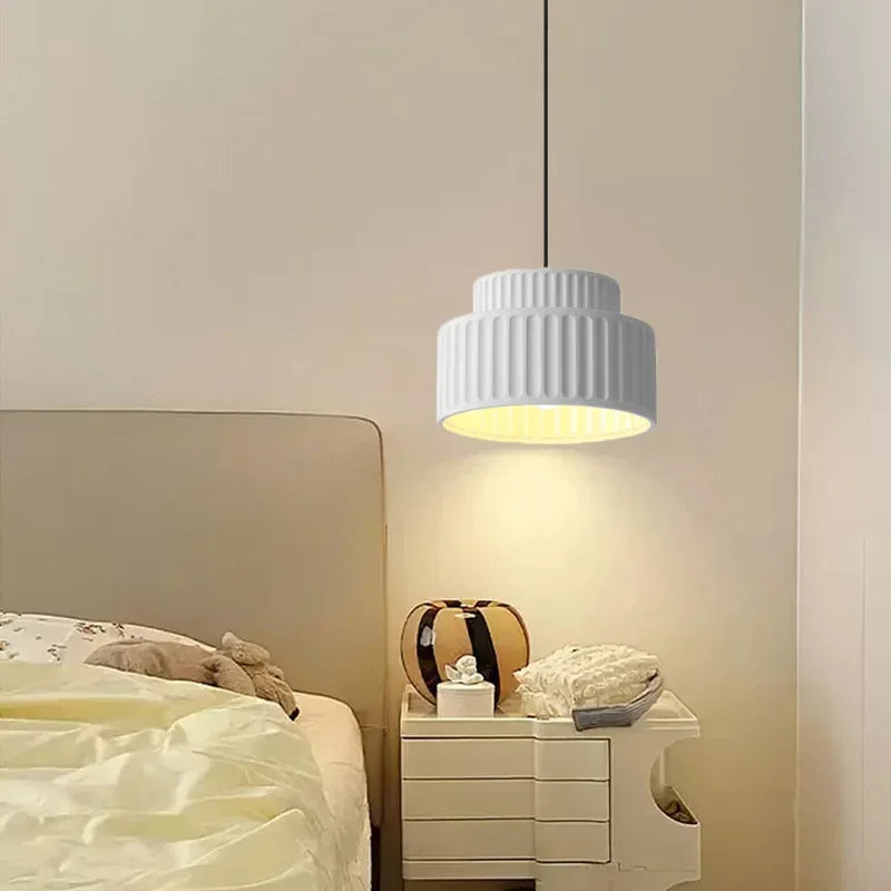 Camille Ribbed Resin LED Pendant Light Nordic Style Ceiling Lamp