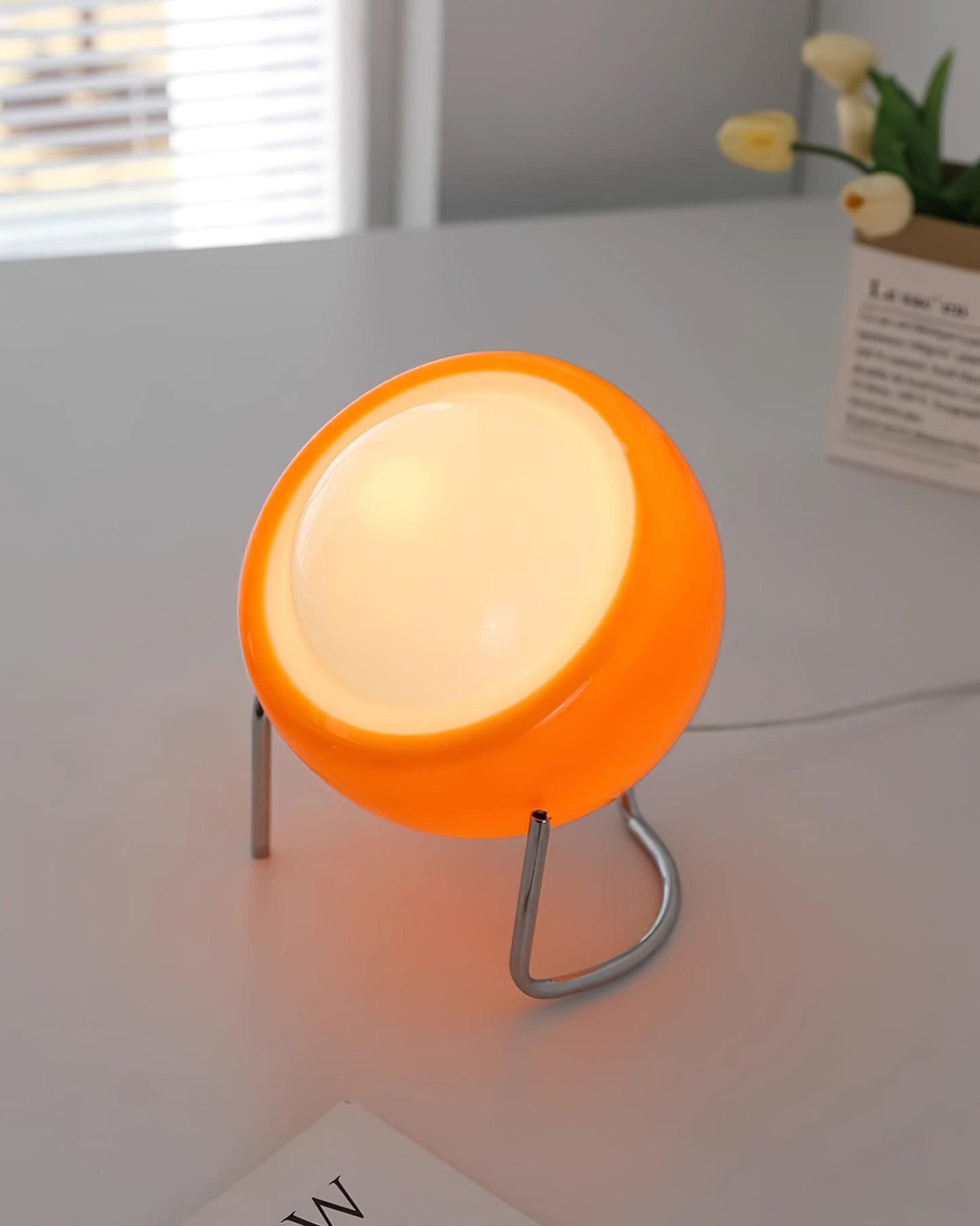 Margaux Bauhaus Dome Table Lamp with Curved Metal Base