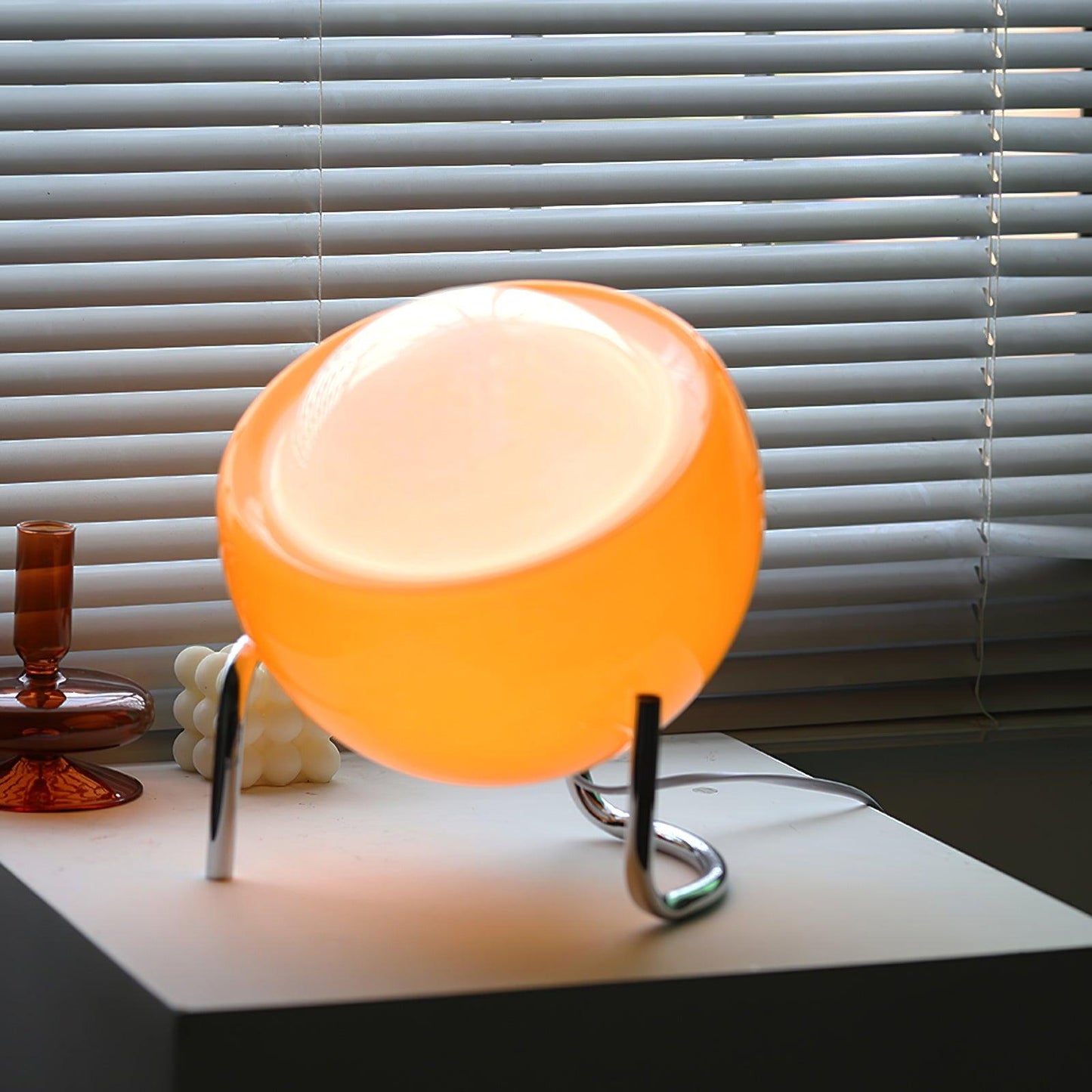 Margaux Bauhaus Dome Table Lamp with Curved Metal Base