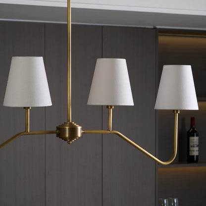 Colette Linear Brass Fabric Shade Chandelier