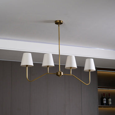 Colette Linear Brass Fabric Shade Chandelier