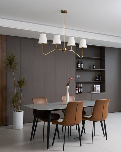 Colette Linear Brass Fabric Shade Chandelier